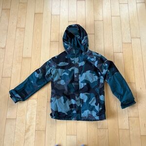 Columbia Kids Blue Teal black Camouflage Ski Jacket Size Large (14-16)